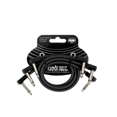 ERNIE BALL P06445 Flex Patch 12in- Cable -Black 3 Pack